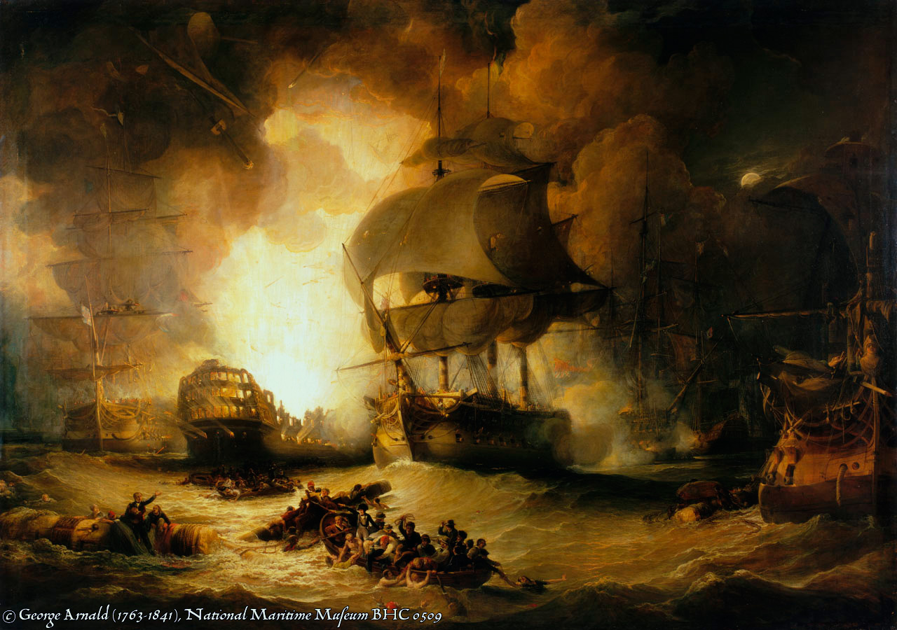 The Destruction of "L'Orient" at the Battle of the Nile, 1 August 1798, Horatio Nelson at Abukir
